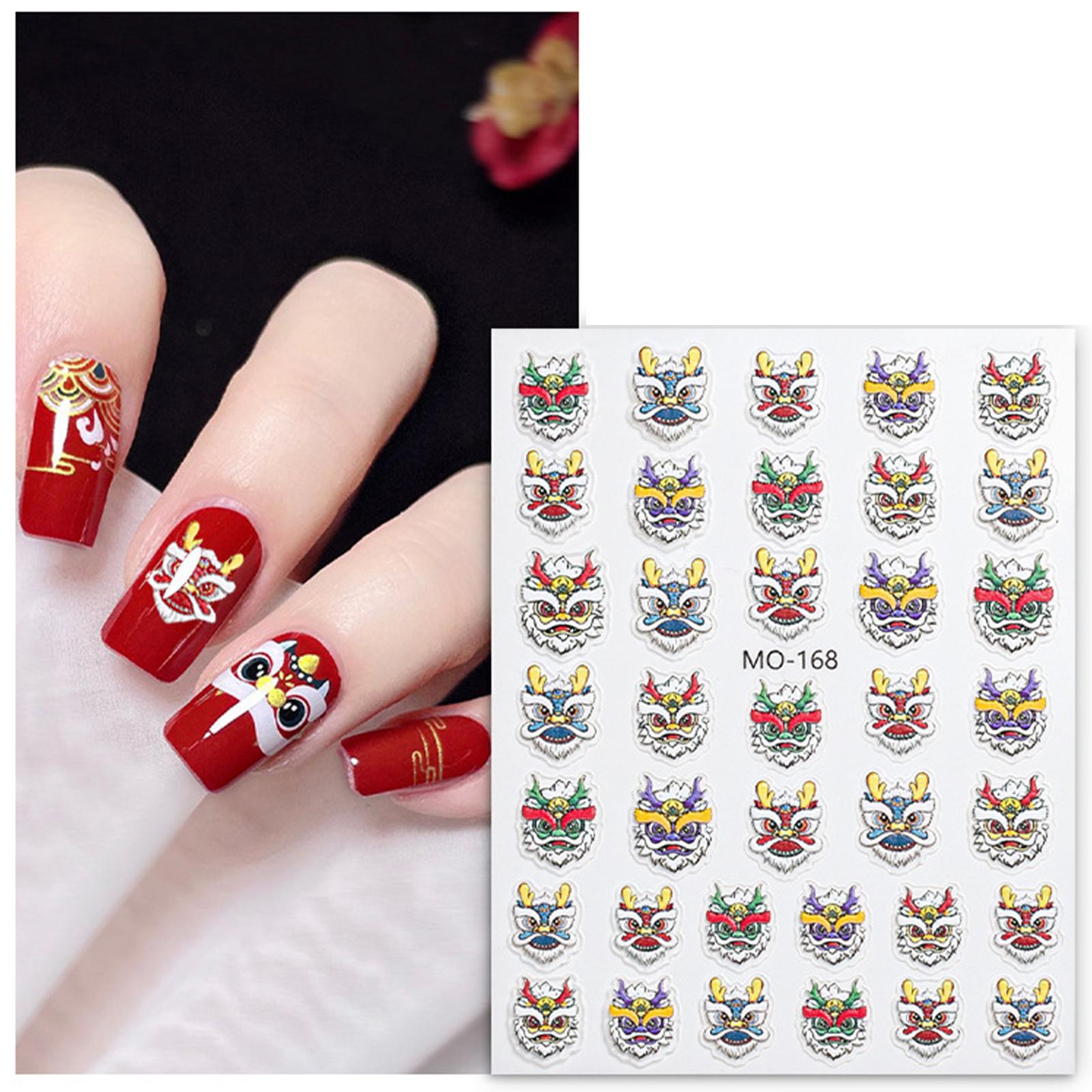 

Наклейки для дизайна ногтей «Танец льва» 5D-наклейки для ногтей с тиснением Самоклеящиеся принадлежности для ногтей Украшения для дизайна ногтей