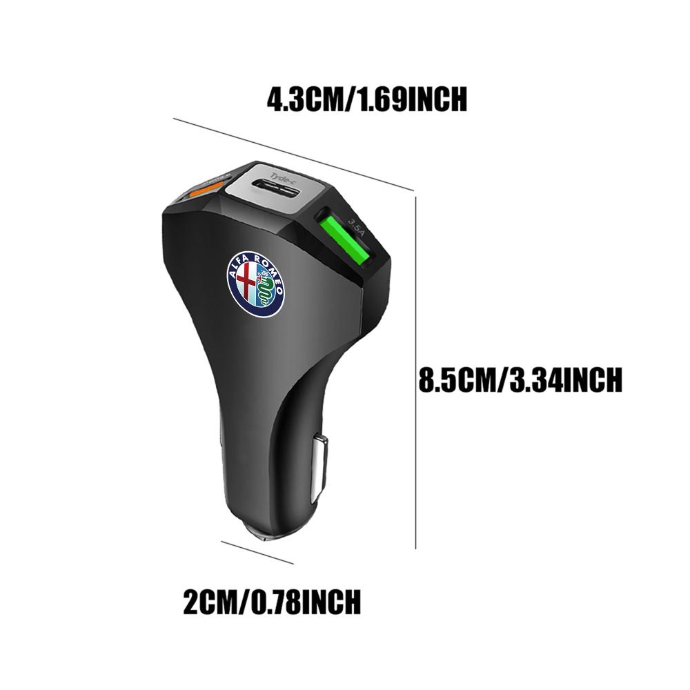 Car Stickers For Alfa Romeo USB Car Charger Type C PD Fast Charging Adapter For Alfa Romeo Giulia Stelvio Giulietta Sportiva 159