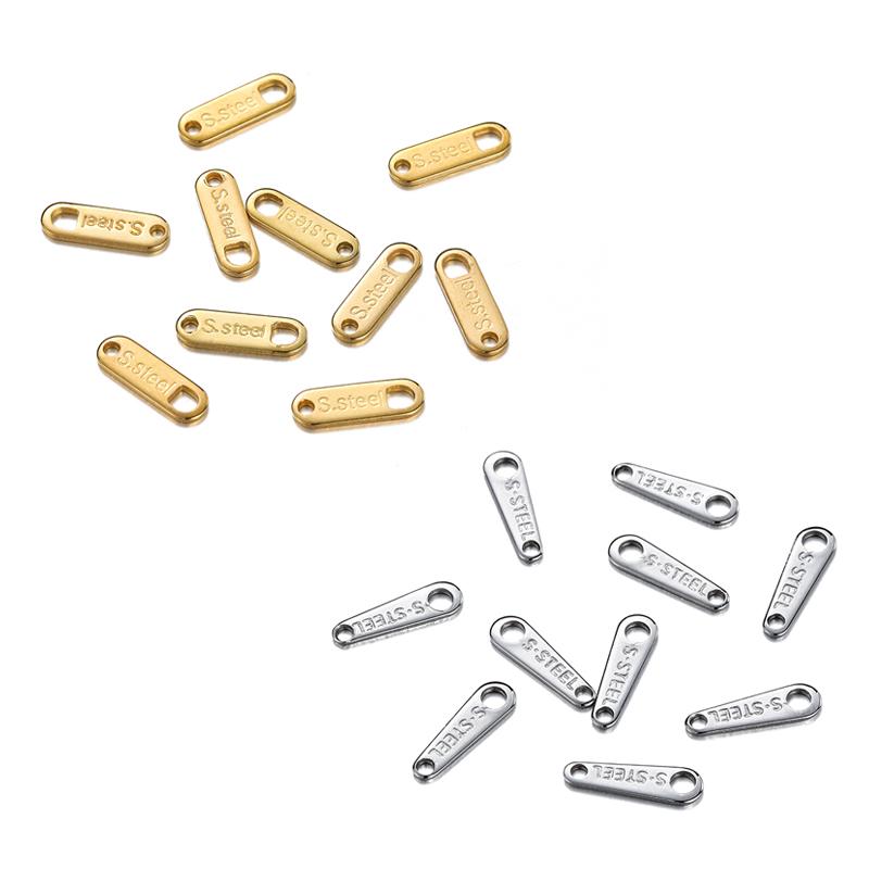 

20 50pcs/bag Gold Square Stainless Steel Tail Chain Extension Pendants Lobster Clasps Connectors Charms For DIY Jewerly Making Steel 50pcs