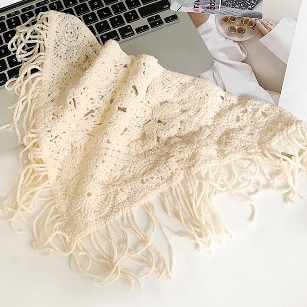 Bohemian Knitted Butt Flap Hollowing Out Tassel Hip Apron Triangular Scarf Tie Straps  Women Girls