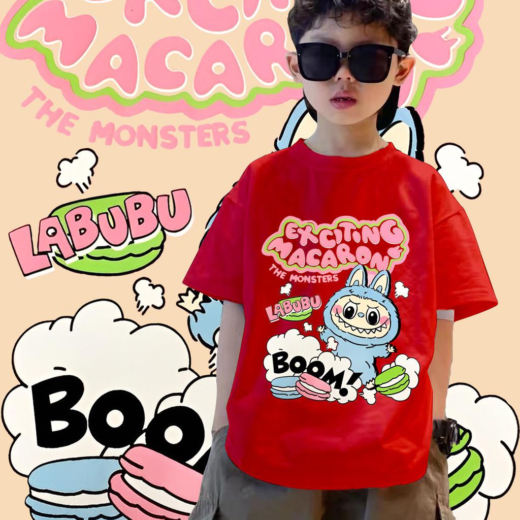 New Labubu Children's T-shirt Comfortable Design Soft and Breathable Round Neck Short Sleeve Loose Boys' Top Suitable for Play