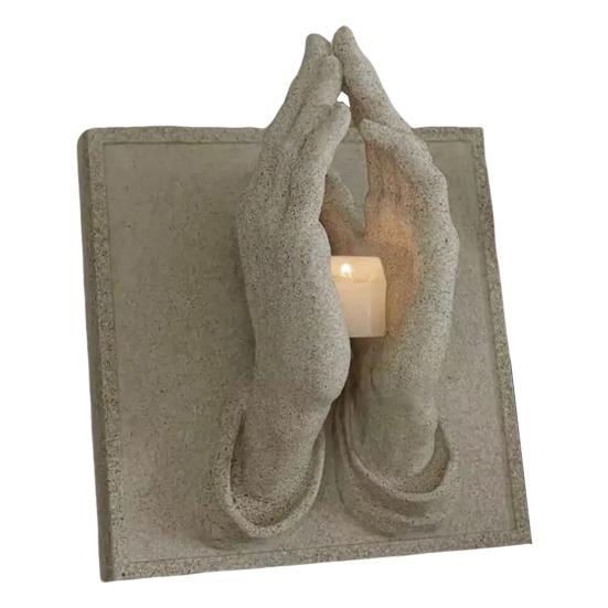 

Подсвечник «Молящиеся руки» 3D Фигурка молящихся рук Настенное украшение Вдохновляющая религиозная ручная скульптура Подставка для чайной свечи для дома и офиса A