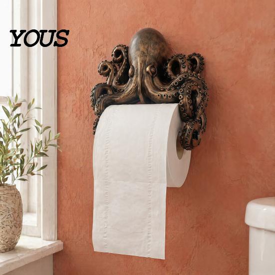 Decoração de Banheiro Costeiro Porta-Papel Higiênico Oceano, Formato de Tartaruga/Polvo/Tubarão, Montagem na Parede Espaço Funcional Pendurado Arte Economizadora de Espaço Resina Organizador,