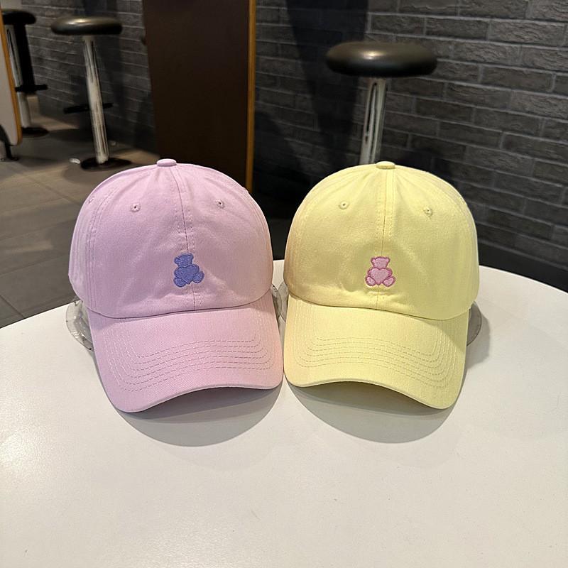 Streetwear Baseball Cap With Heart Bear Embroidery For Summer Sun Protection