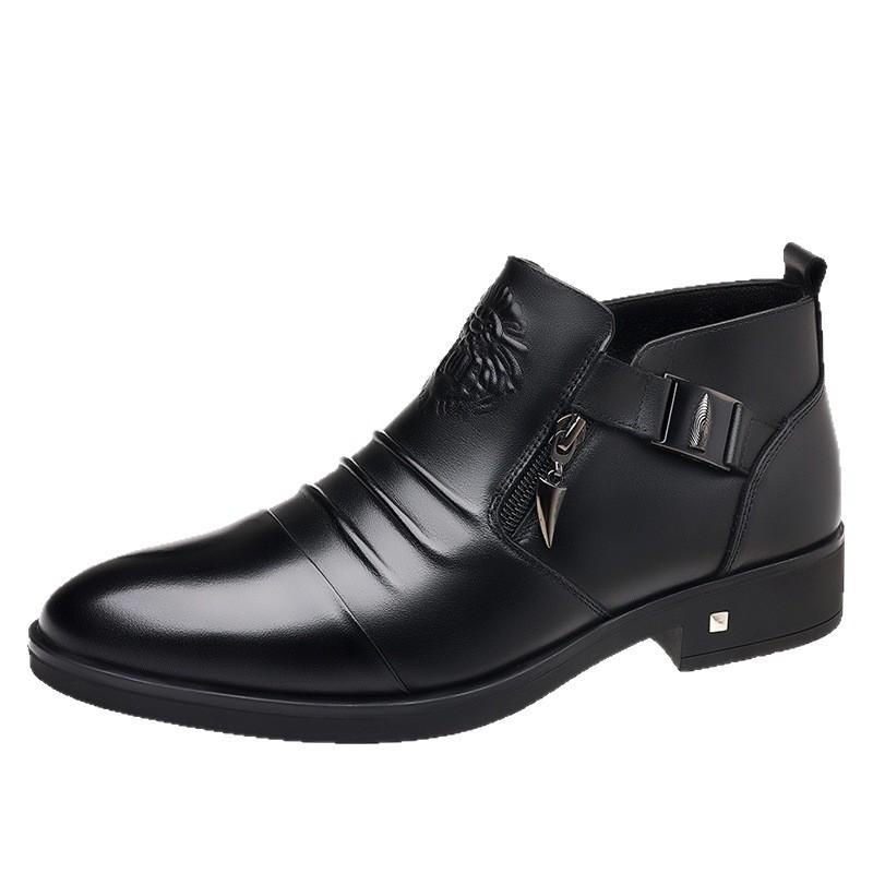 Fashion Trend Dress Men's Shoes British Pointed Men's Leather Boots Zhongbang Men's Wedding Casual Shoes