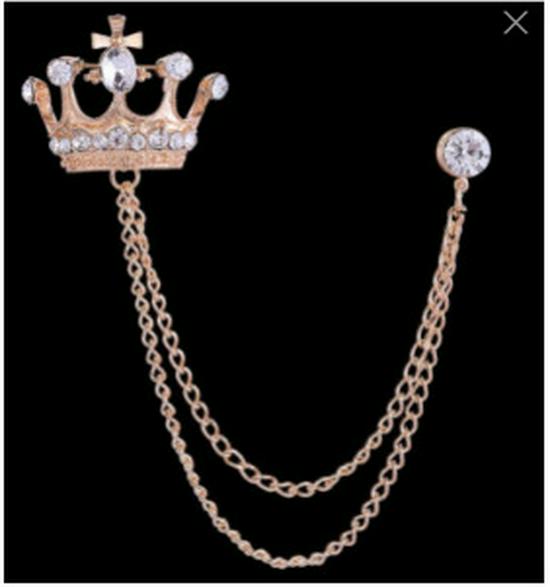 

Брошь-корона для мужчин класса люкс: Британский стиль, значок-брошь на цепочке для костюма, ретро, европейская и американская индивидуальность, корсаж. золотой