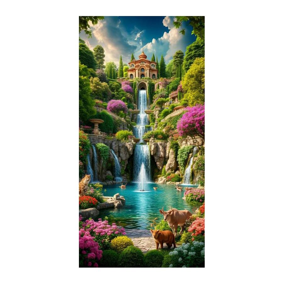 Castle Scenery Waterfall Large Size Diamond Painting New Collection Animals Diy Full Drill Rhinestone Embroidery Mosaic Cross Stitch Kits