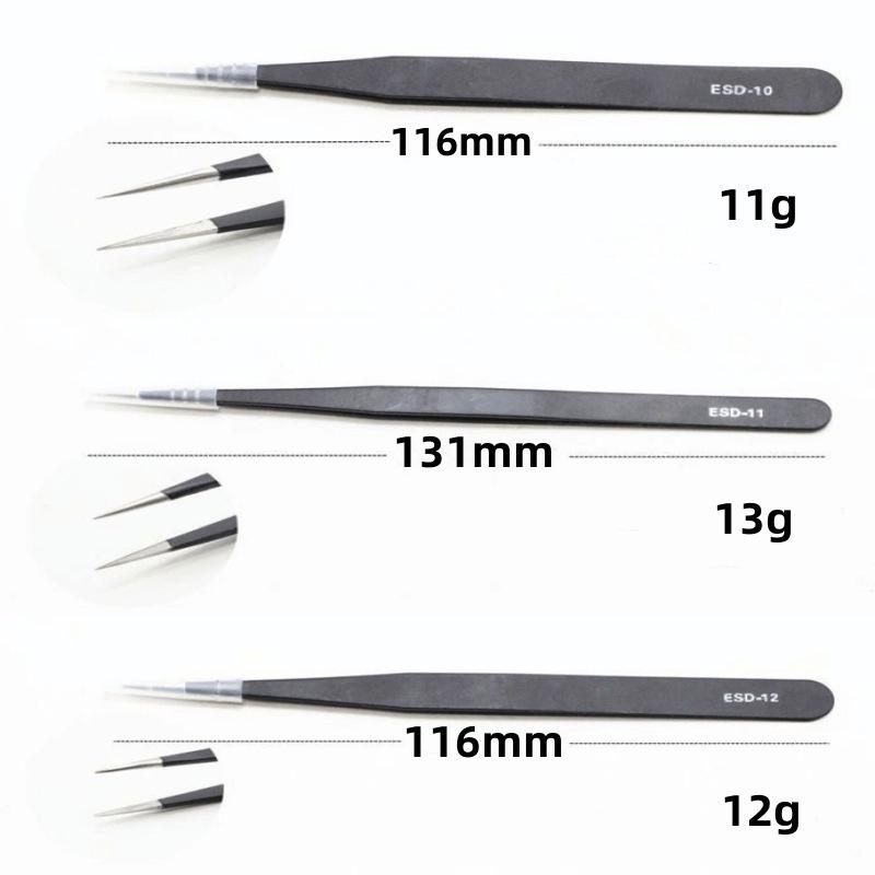 9Pcs Stainless Steel Anti Static Tweezers Set Precision Electronic Repair Tools For Maintenance Precision Tips
