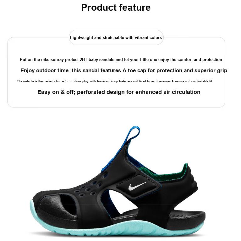 Nike Dětské tenisky Sunray Protect 2 BT černé, tropické, světle zelené, zářivě karmínově-laserově oranžové, DM0973-013