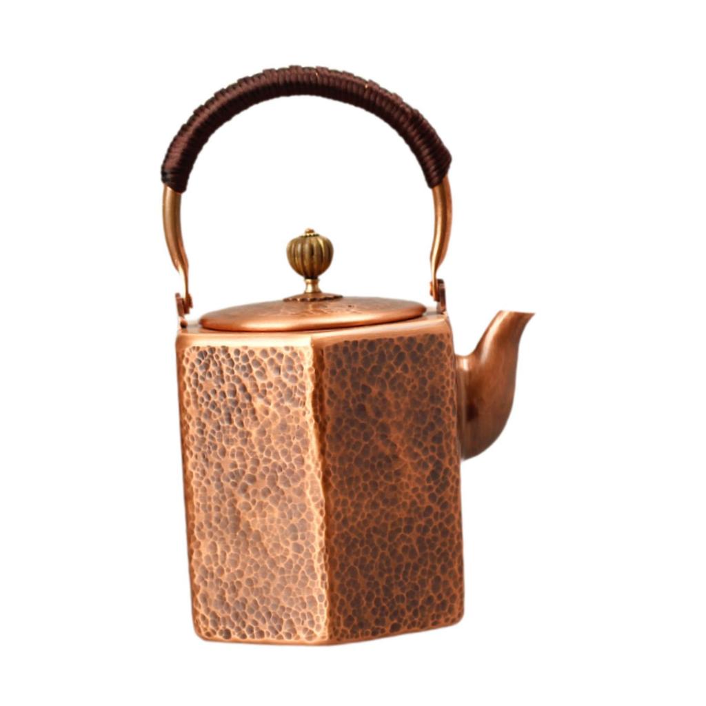 Copper Tea Kettle Hot Water Kettle 1.0L Handmade Tea Accessory Large Capacity Teaware Teapot for Picnic Household Party
