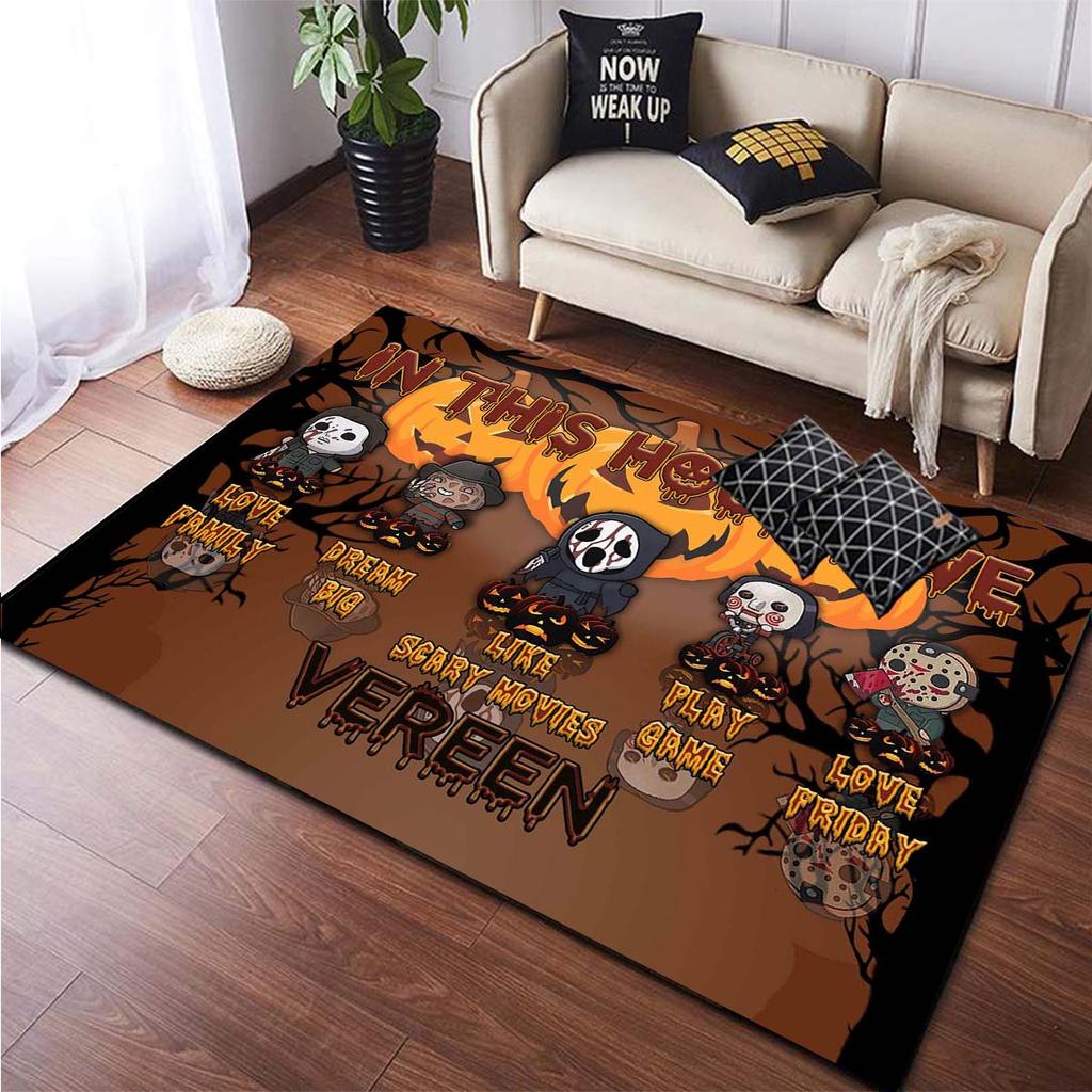 Halloween Horrorfilme Charakter Huanted House Bereich Teppich Wohnzimmer Dekor Bodenmatte Teppich für Wohnzimmer Alfombra Infantil