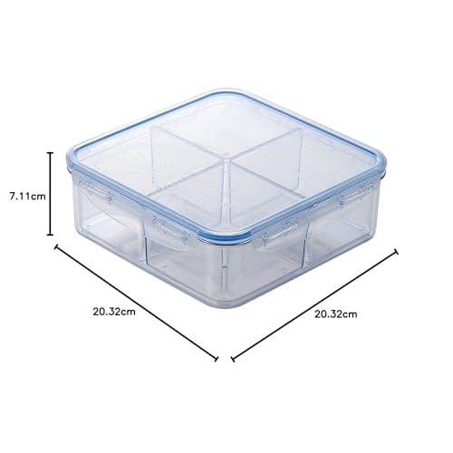 LOCK&LOCK Screw-Free Container, Square, with Divider (1.8L) LBF858C