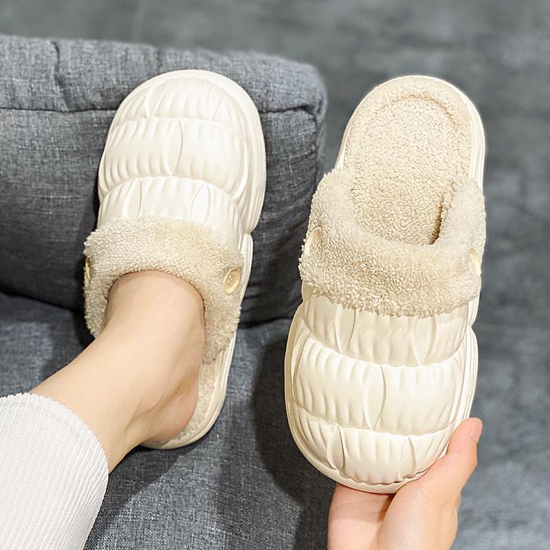 Зимняя пара легкие большого размера толстая подошва с плюшевой изоляцией хлопковая швабра ленивые туфли повседневная мода хлопковая швабра 36-45 36 белый 1309₽