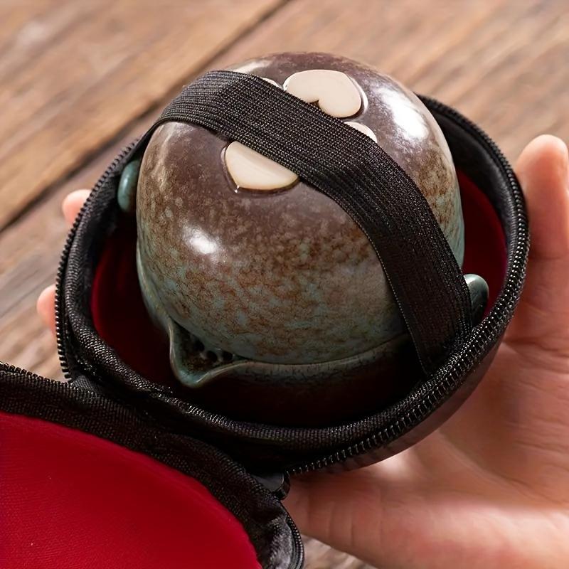 1set Handmade Kung Fu Tea Ceramic Teapot And Tea Cup Set Portable Tea Set For Travel Office Camping Creative Gift Drinkware For Restaurants Cafes