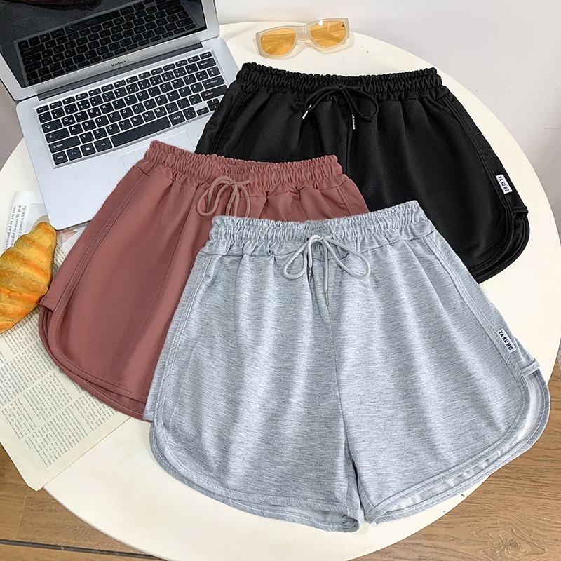 Shorts Women's Summer Korean Version Loose Tight Waist Lace-up Solid Color High Waist Sports Slimming Hot Pants
