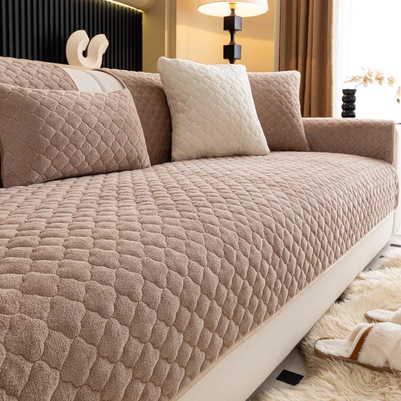 Thicken Plush Sofa Mat Nordic Solid Color Sofa Cover Corner Couch Slipcovers for Living Room Anti-slip Sofa Blanket Home