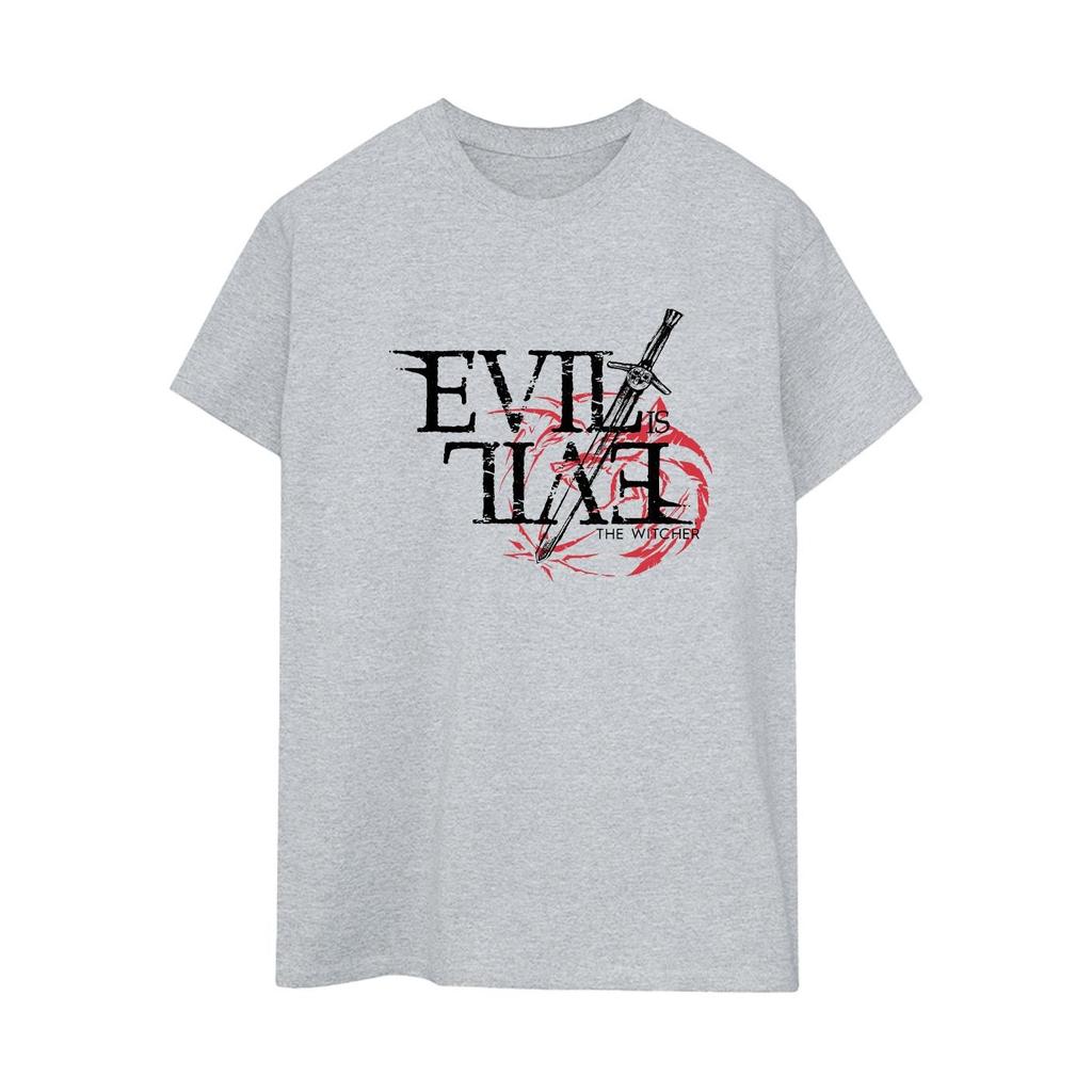 Netflix Womens/Ladies The Witcher Evil Is Evil Cotton Boyfriend T-Shirt