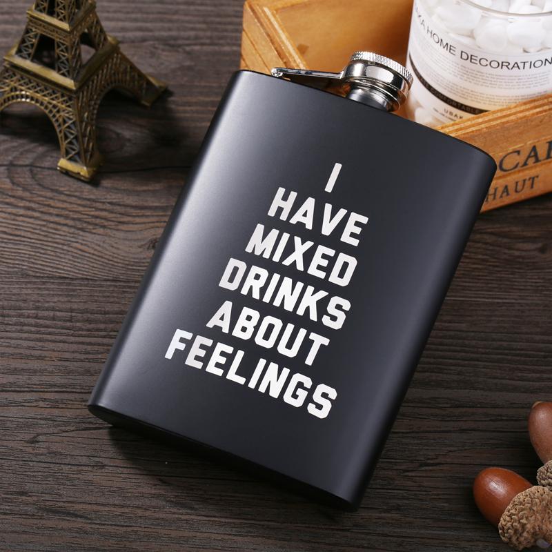 8 OZ Ounces Black Matte Metal Gift Stainless Steel Hip Flask Flagon Alcohol Bottle Whisky Vodka Laser Engraved LOGO Custom Made