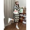 Milk Literary Girl Casual Chic Long-sleeved Black and White Striped Dress Niche Design High-end Dress