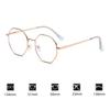 Retro Unisex Polygon Anti Blue Light Glasses Metal Frame Flat Ocular Fashion Comfortable Transparent Spectacle for Women Men