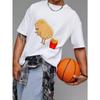Rundhals T-Shirt Weiß Kartoffel mit Pommes-Frites-Aufdruck Freizeitkleidung für Männer und Frauen Alltagsoutfits Streetwear-Mode Sommerkleidung