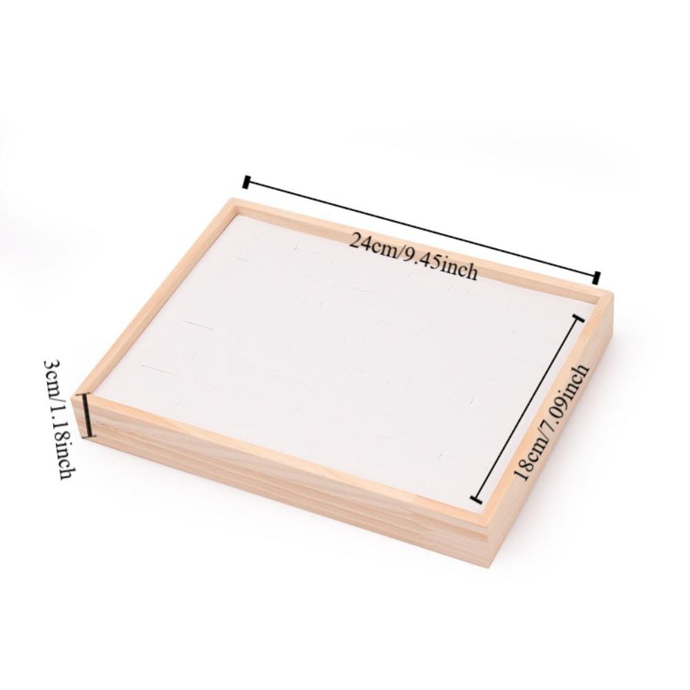 48 Grids Earrings Display Tray Velvet Ring Earring Holder Simple Wood Rings Tray  Home