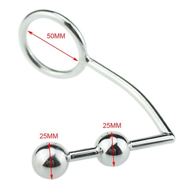 FBHSECL 40/45/50 mm kovový anální háček s kroužkem na penis pro muže