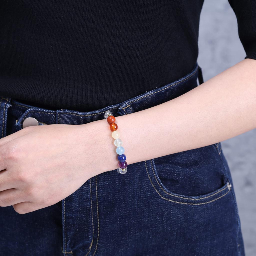 Crystal Chakra Purification Power Stone Bracelet for Women [KOAI] Seven-Color