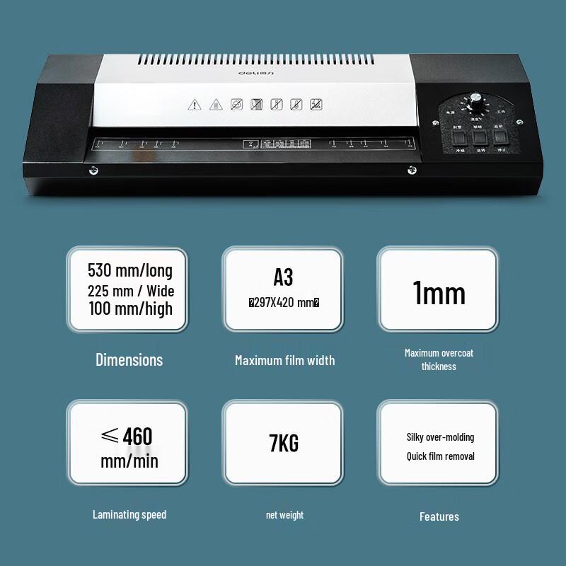 Deli 3890 A3 All-Metal High-Power Laminator CN plug (adapter included)