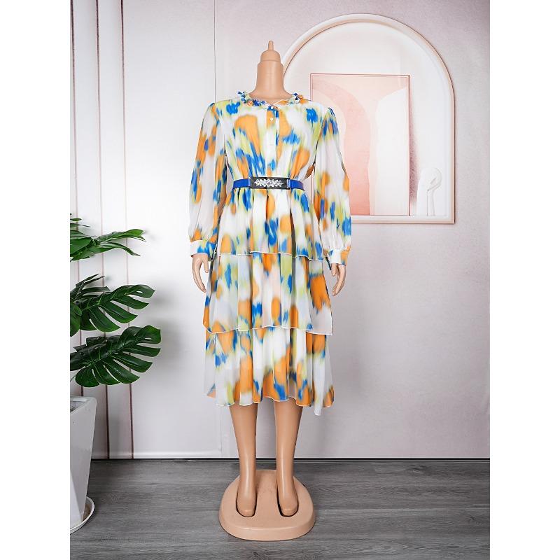 

Женское платье больших размеров, летние шифоновые платья с принтом для торта XL белый