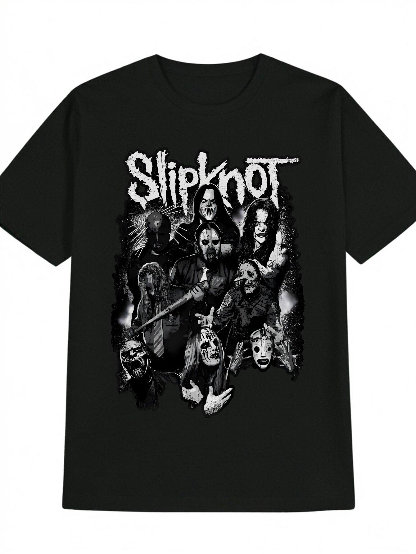 1pc Y2K Horror Band Theme T-shirt - Casual Crew Neck M