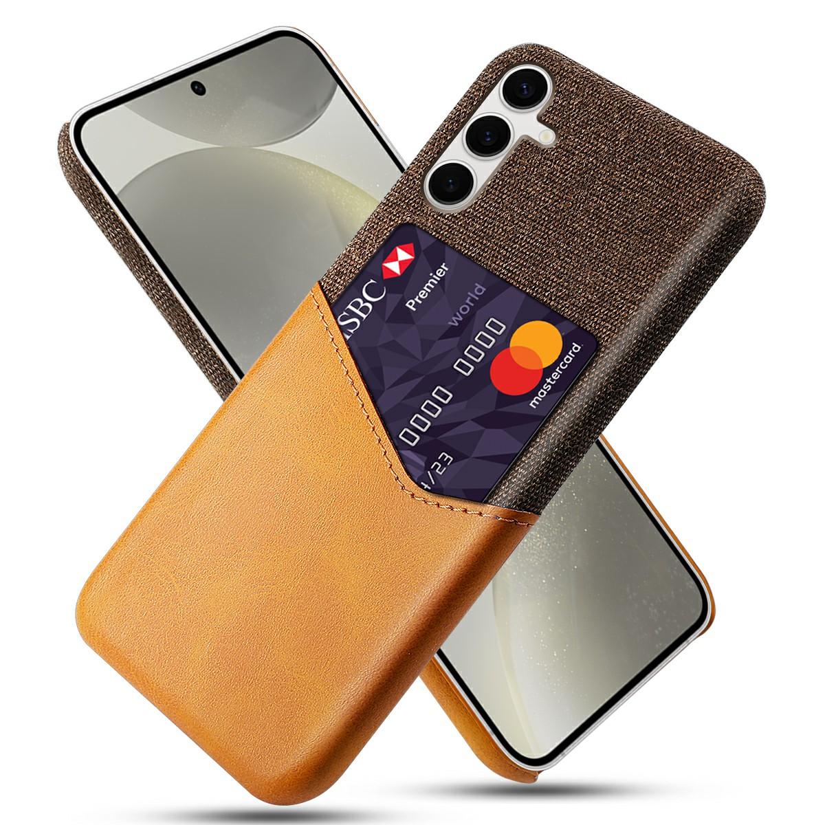 

For Samsung Galaxy S25+ Case PU Leather Card Slot Cloth Texture Hard PC Phone Cover A