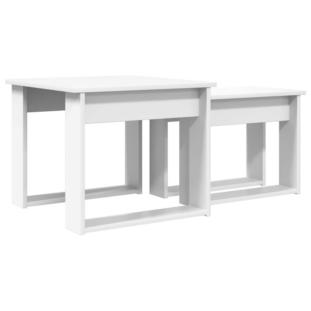 Coffee Table Set 2 Pcs White Wood Based Material