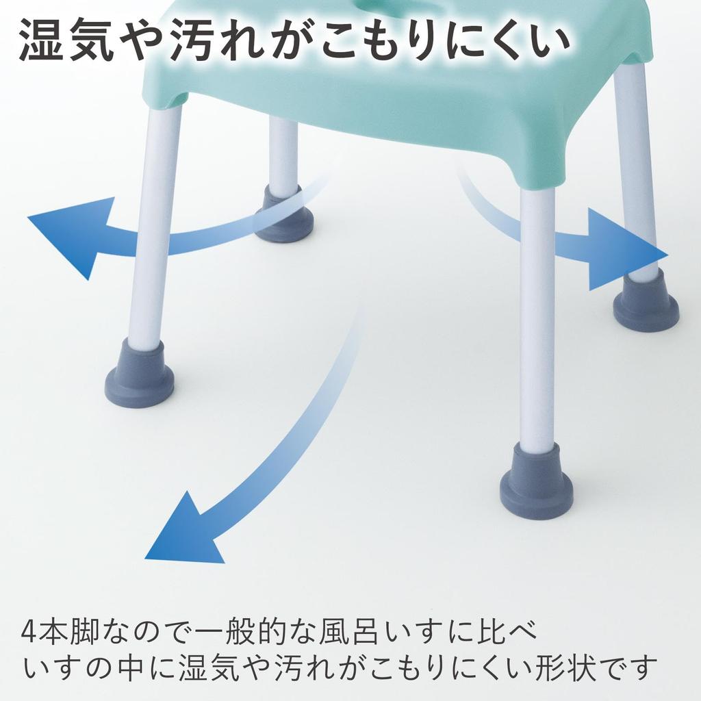 Comolife Bath Chair 33cm, Bathroom Chair, High Bath Stool, Blue, Assembly Required, 4 Legs, for Elderly Care