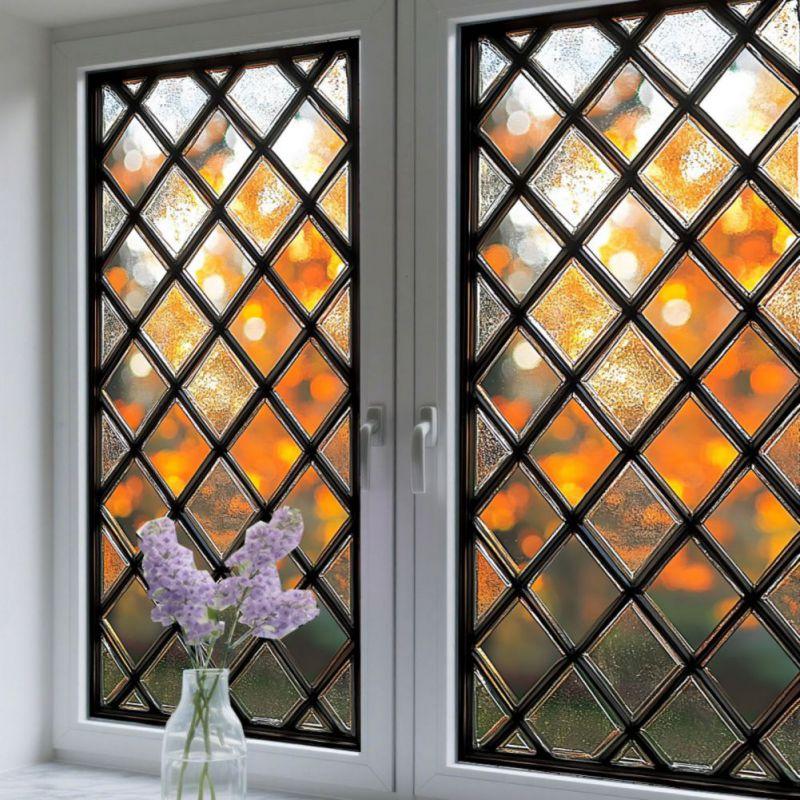 45*100cm Minimalist Diamond Pattern Translucent Window Film