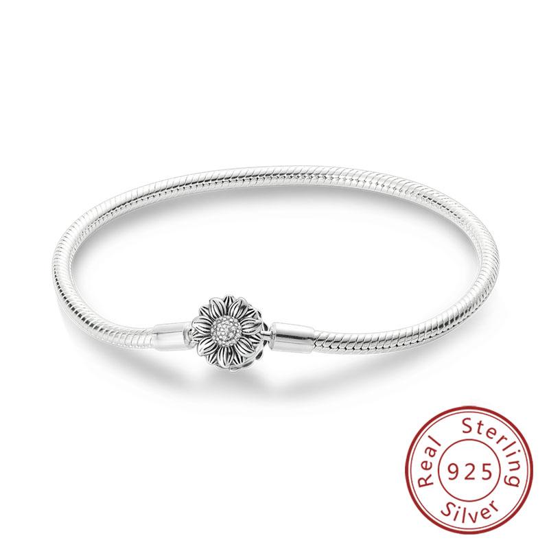 

Оригинальные браслеты из стерлингового серебра 925 пробы 17-20 см с подвесками в виде сердец, цветов и бабочек, браслет из бусин для женщин, модные украшения, подарок 20cm