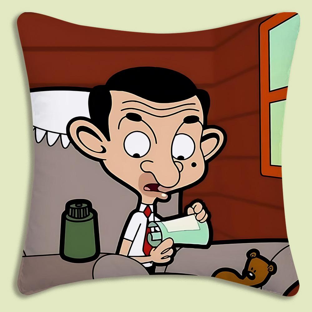 

Mr. Bean Pillow Covers Cartoon Sofa Decorative Home Double-sided Printing Short Plush Cute Cushion Cover 45cmx45cm
