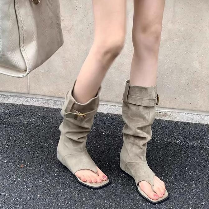 Grape Mother 2025 Autumn and Summer New Fashion Toe Cool Boots Casual Style Korean Version Versatile Women's Boots Single Breathable Boots