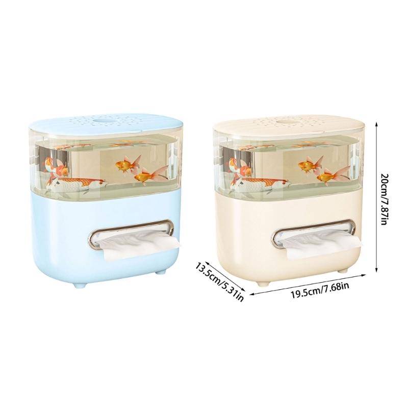 Dispensator de șervețele inovator în stil acvariu, cu capac detașabil pentru decorare cu plante sau pești, întreținere fără efort, accesoriu pentru decorarea casei și biroului