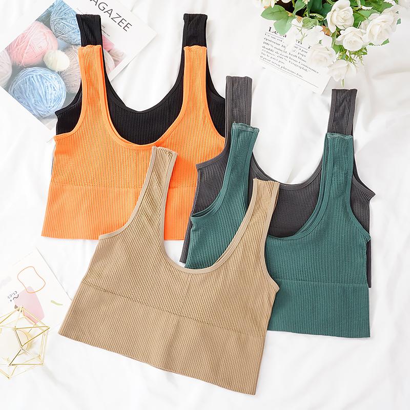 Velké velikosti Push-up bez drátěného dámského spodního prádla Pevná ramenní ramínka Sportovní jóga Nárazuvzdorná podprsenka Pohodlná spodní vesta