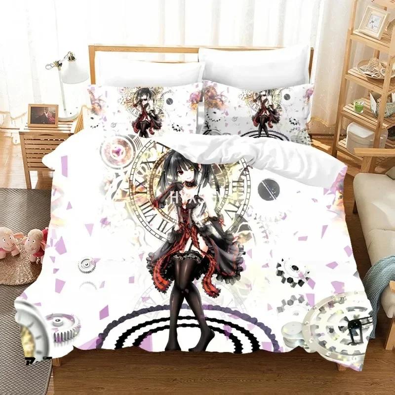 Date A Live Bedding Set Quilt Cover Pillowcases For Adult Kids Single Double Full Queen King Girl Kids Duvet Cover Home Textile