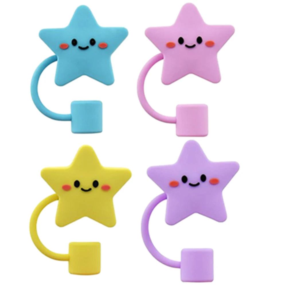 Straw Cover Cap Silicone Straw Topper Dust Proof 4pcs/8pcs Straw Plug Set Cute Cartoon Party Decor Suitable for 10mm Straws
