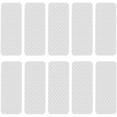 SANJAOYEE Naklejka odblaskowa odblask rowerowy 8 cm x 3 cm biały 10 sztuk Taśma odblaskowa Naklejka ostrzegawcza bezpieczeństwa samochodu Prostokątna taśma dwustronna