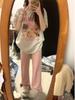 Women's Oversized Gray Casual T-Shirt - Short-Sleeve Retro Hong Kong Style for Summer