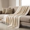 The White Stone Plaid Living 130x170 cm en Mélange de Coton | Plaid Léger 250 g/m² pour Canapé et Lit 