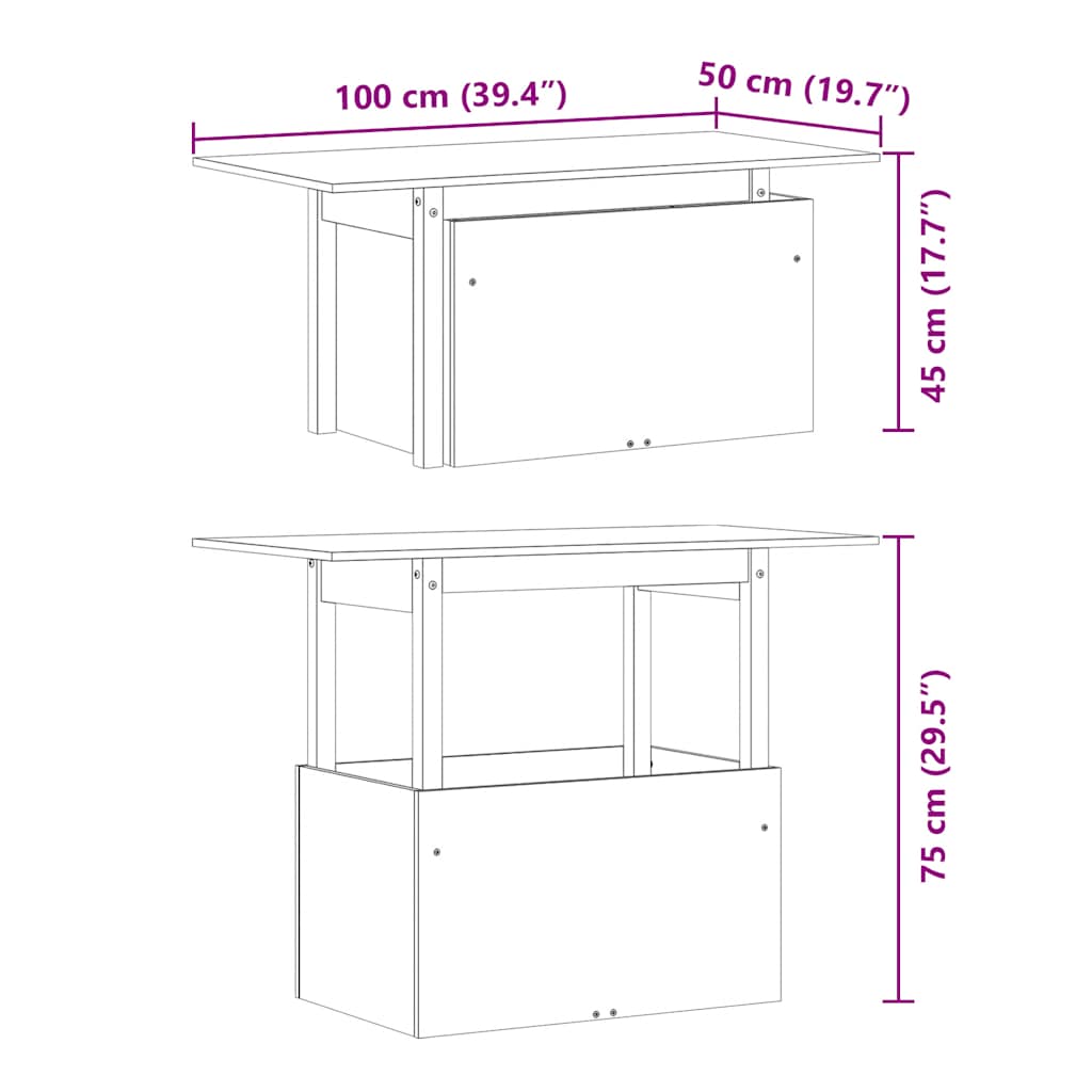 Garden Table Wax Brown 100 X 50 X 75 Cm Solid Pine Wood