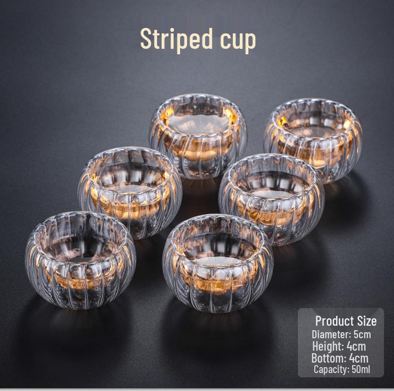 Double-Layer Heat-Resistant Glass Tea Cup with Handle for Kung Fu Tea