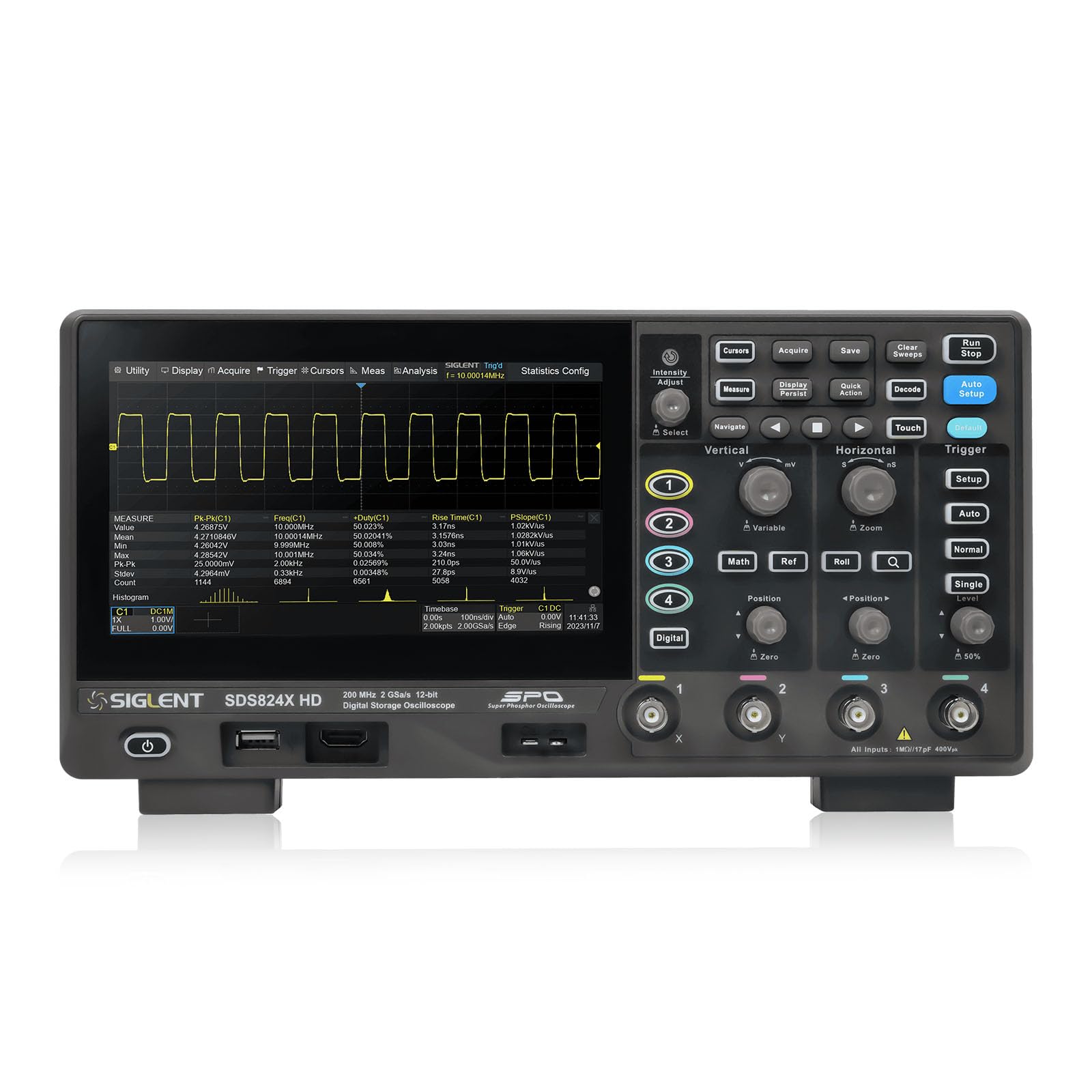 

SIGLENT SDS814X HD 100MHz Digital Oscilloscope with Vertical Up to 50Mpts Sample Maximum Memory Input and Math Touchscreen HD Includes a Warranty from