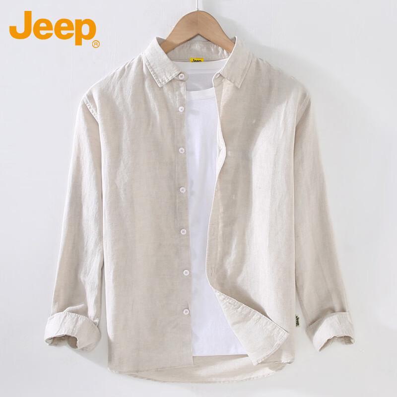 Jeep Men s Casual Linen Long-Sleeve Shirt L