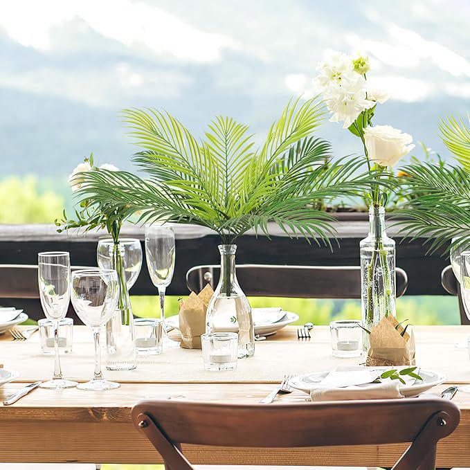 Artificial Livistona Chinensis Cycad Leaf Wall Decoration - Green Plastic Coconut Fern Leaves